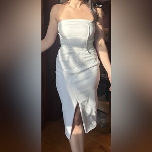 White Strapless Denim Dress - brand: London - Size small